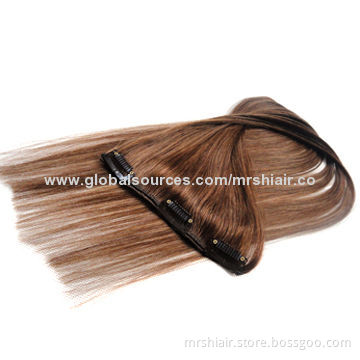 Medium brown clip-in single-piece hair Brazilian Remy extension, clip-ins 6# 50 grams, 22", 1pc/lot